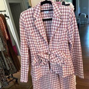 ASOS 👛💓🛍️ luxe edition blazer and wide leg pants in pink herringbone size 6